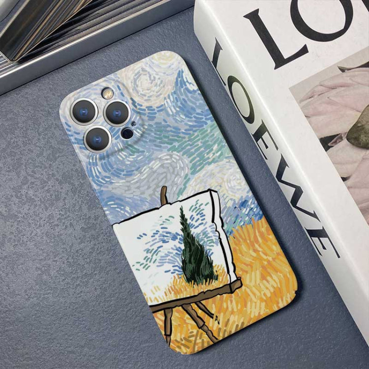 For iPhone 12 Precise Hole Oil Painting Pattern PC Phone Case(Landscape Painting) - iPhone 12 / 12 Pro Cases by PMC Jewellery | Online Shopping South Africa | PMC Jewellery