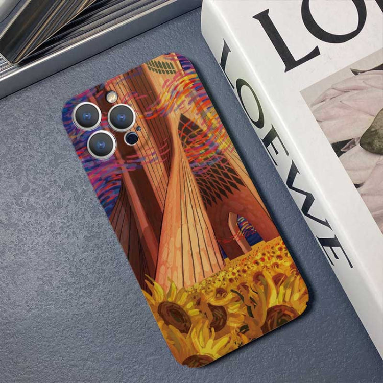 For iPhone 12 Precise Hole Oil Painting Pattern PC Phone Case(Architectural Painting) - iPhone 12 / 12 Pro Cases by PMC Jewellery | Online Shopping South Africa | PMC Jewellery