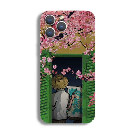 For iPhone 11 Precise Hole Oil Painting Pattern PC Phone Case(Peach Blossom) - iPhone 11 Cases by PMC Jewellery | Online Shopping South Africa | PMC Jewellery