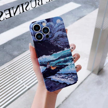 For iPhone 13 Pro Max Precise Hole Oil Painting Pattern PC Phone Case(Sea Wave) - iPhone 13 Pro Max Cases by PMC Jewellery | Online Shopping South Africa | PMC Jewellery