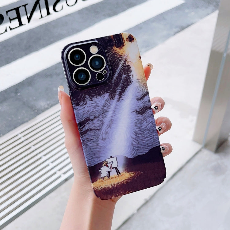For iPhone 12 mini Precise Hole Oil Painting Pattern PC Phone Case(Shine) - iPhone 12 mini Cases by PMC TechLife | Online Shopping South Africa | PMC TechLife
