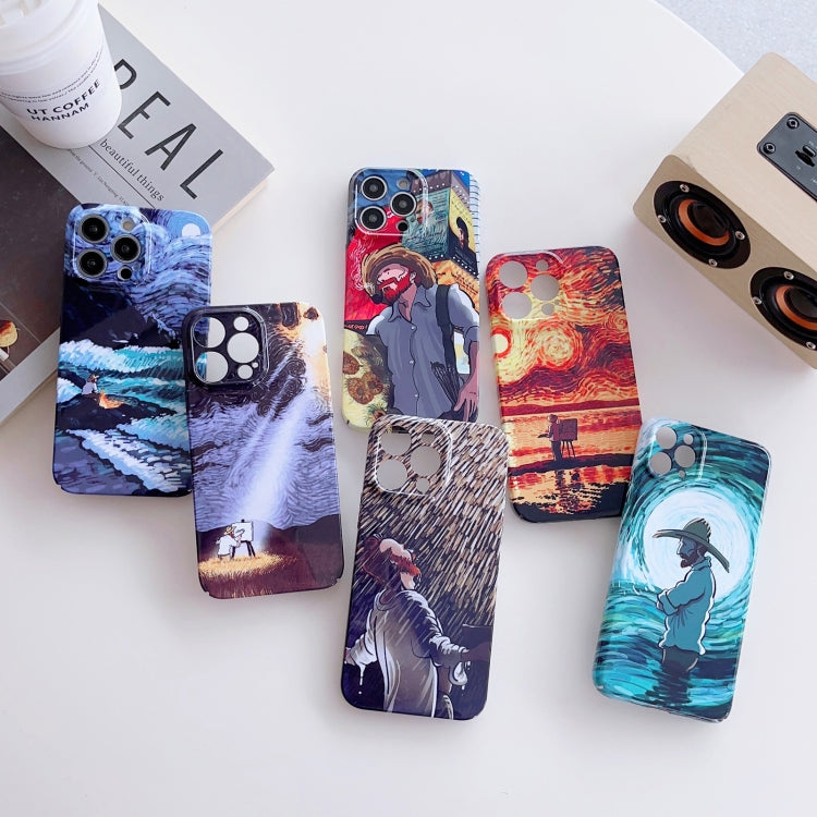 For iPhone 13 Pro Precise Hole Oil Painting Pattern PC Phone Case(Rain) - iPhone 13 Pro Cases by PMC Jewellery | Online Shopping South Africa | PMC Jewellery