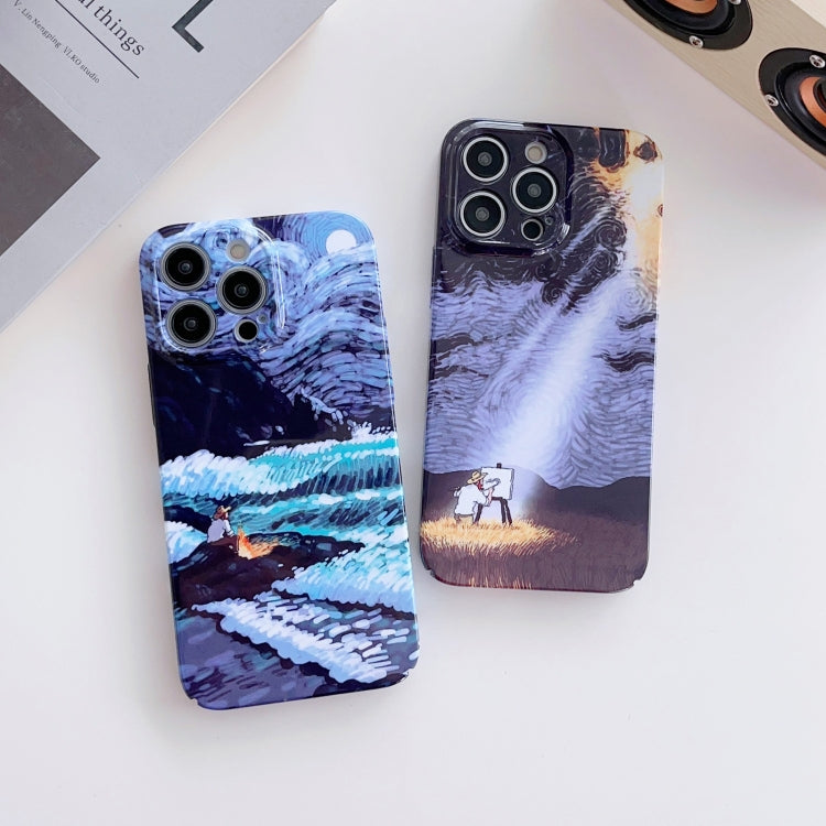 For iPhone 13 Precise Hole Oil Painting Pattern PC Phone Case(Thinker) - iPhone 13 Cases by PMC Jewellery | Online Shopping South Africa | PMC Jewellery