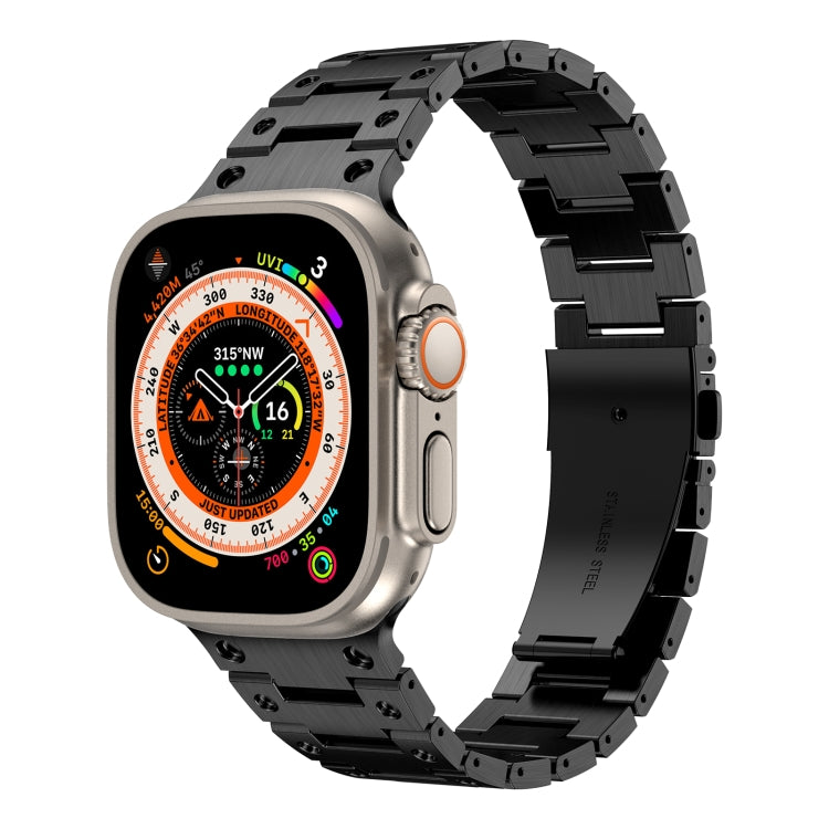 Double Rows Metal Watch Band For Apple Watch 8 41mm(Black) - Watch Bands by PMC TechLife | Online Shopping South Africa | PMC TechLife