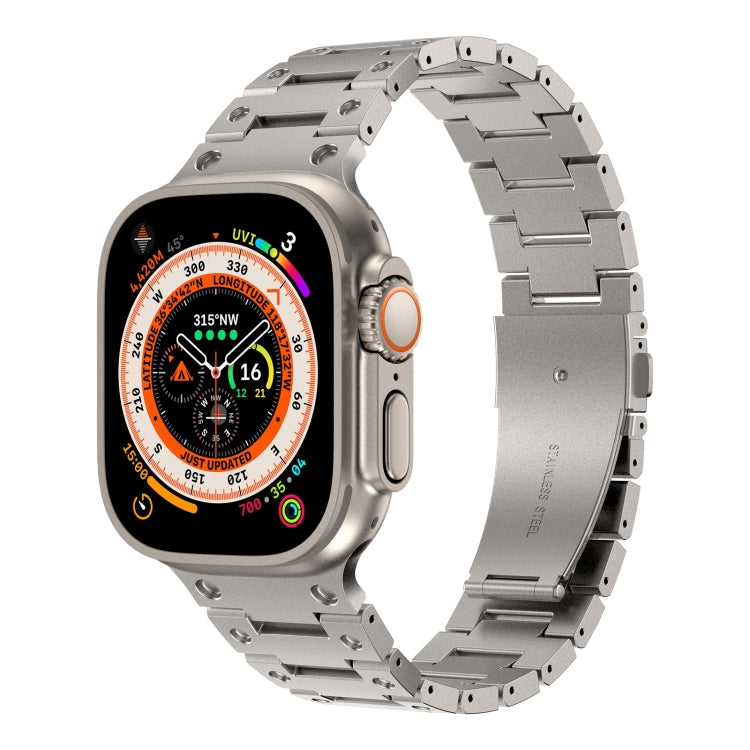 Double Rows Metal Watch Band For Apple Watch 9 45mm(Titanium) - Watch Bands by PMC TechLife | Online Shopping South Africa | PMC TechLife