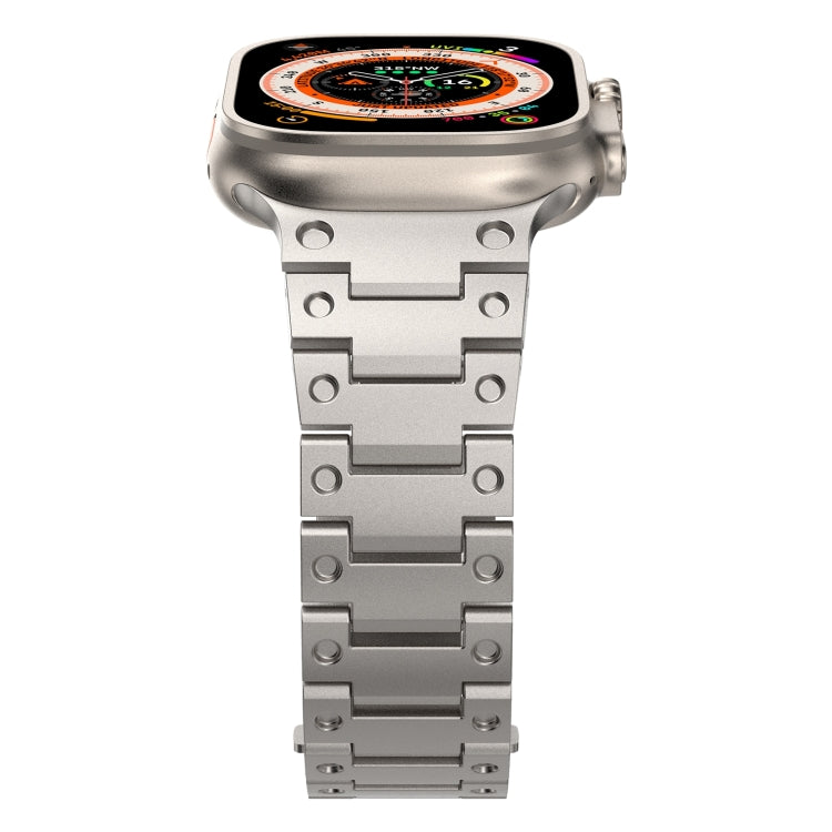 Double Rows Metal Watch Band For Apple Watch 9 45mm(Titanium) - Watch Bands by PMC TechLife | Online Shopping South Africa | PMC TechLife