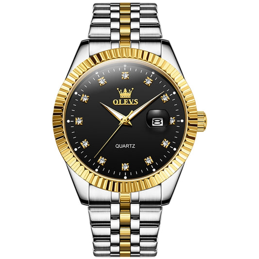 OLEVS 5526 Men Diamond Set Luminous Waterproof Quartz Watch(Black) - Metal Strap Watches by OLEVS | Online Shopping South Africa | PMC Jewellery
