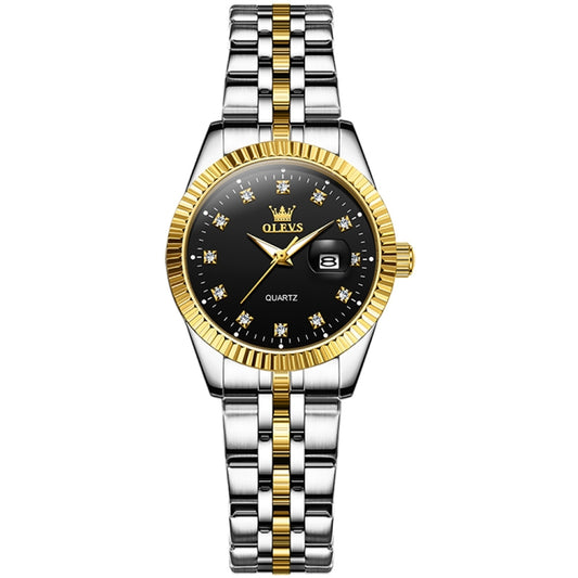 OLEVS 5526 Women Diamond Set Luminous Waterproof Quartz Watch(Black) - Metal Strap Watches by OLEVS | Online Shopping South Africa | PMC Jewellery