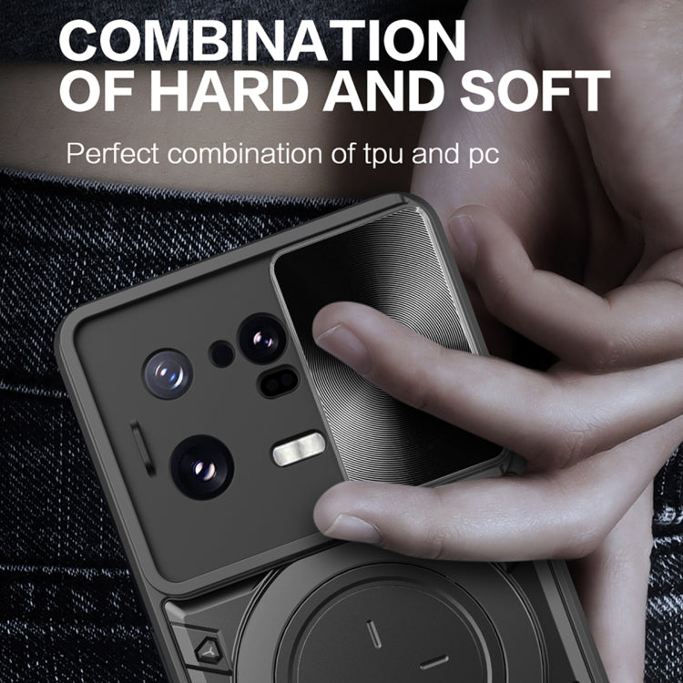 For Xiaomi 13 Pro CD Texture Sliding Camshield Magnetic Holder Phone Case(Black) - free shipping - PMC TechLife - Order now!