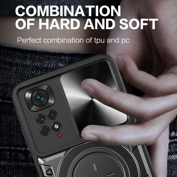 For Xiaomi Redmi Note 11 4G CD Texture Sliding Camshield Magnetic Holder Phone Case(Black) - free shipping - PMC TechLife - Order now!