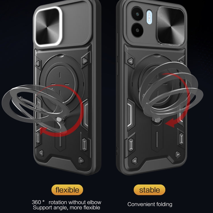 For Xiaomi Redmi A1 4G CD Texture Sliding Camshield Magnetic Holder Phone Case(Black) - free shipping - PMC TechLife - Order now!