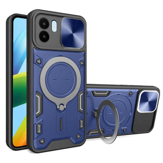 For Xiaomi Redmi A1 4G CD Texture Sliding Camshield Magnetic Holder Phone Case(Blue) - Xiaomi Cases by PMC Jewellery | Online Shopping South Africa | PMC Jewellery