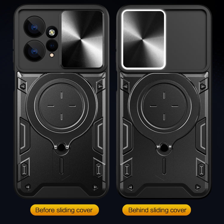 For Xiaomi Redmi Note 12 4G CD Texture Sliding Camshield Magnetic Holder Phone Case(Black) - free shipping - PMC TechLife - Order now!