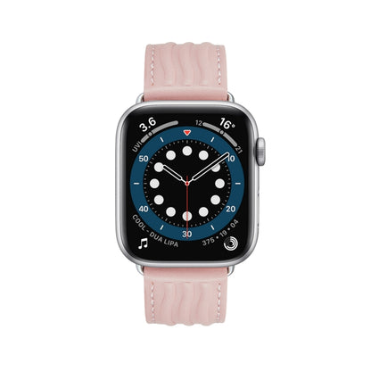 Embossed Line Genuine Leather Watch Band For Apple Watch 2 38mm(Pink) - Watch Bands by PMC Jewellery | Online Shopping South Africa | PMC Jewellery