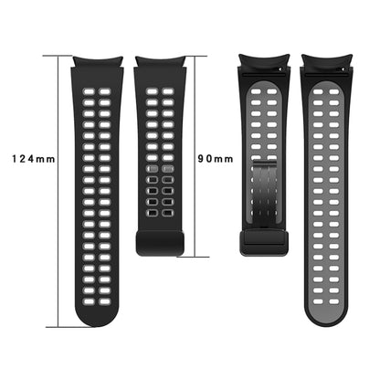 For Samsung Galaxy Watch5 Double-row Hole Folding Buckle Silicone Watch Band(Black Grey) - Watch Bands by PMC Jewellery | Online Shopping South Africa | PMC Jewellery