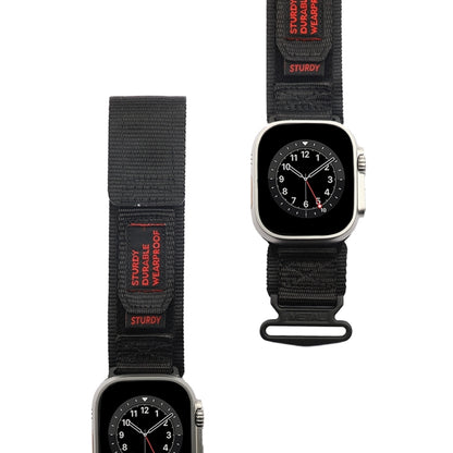 Nylon Two Section Watch Band For Apple Watch 8 41mm(Black) - Watch Bands by PMC Jewellery | Online Shopping South Africa | PMC Jewellery