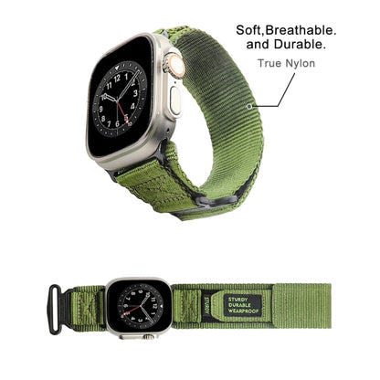 Nylon Two Section Watch Band For Apple Watch 4 44mm(Dark Green) - Watch Bands by PMC Jewellery | Online Shopping South Africa | PMC Jewellery