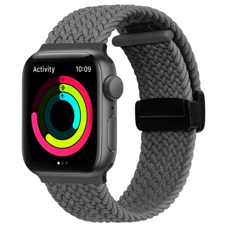 Magnetic Fold Clasp Woven Watch Band For Apple Watch 8 45mm(Grey) - Watch Bands by PMC TechLife | Online Shopping South Africa | PMC TechLife