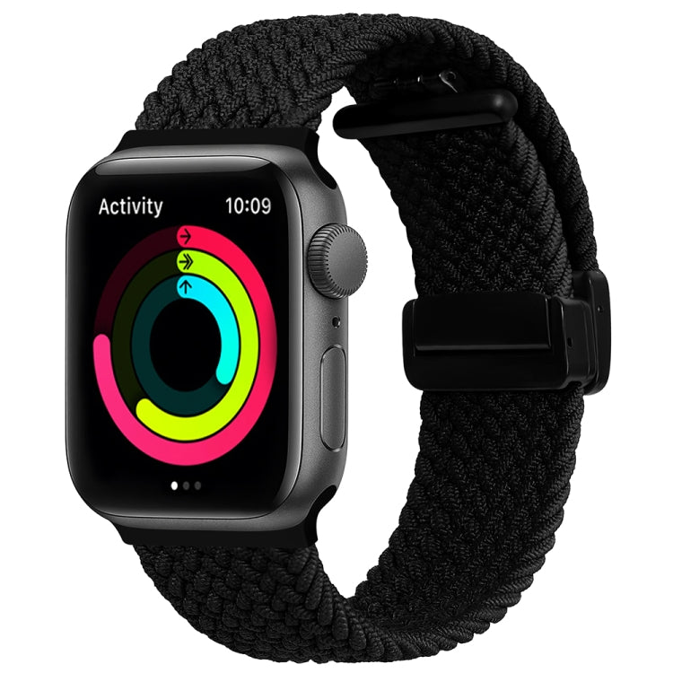 Magnetic Fold Clasp Woven Watch Band For Apple Watch SE 2022 40mm(Black) - Watch Bands by PMC Jewellery | Online Shopping South Africa | PMC Jewellery