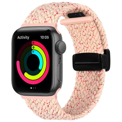 Magnetic Fold Clasp Woven Watch Band For Apple Watch SE 2022 40mm(Starlight Pink) - Watch Bands by PMC Jewellery | Online Shopping South Africa | PMC Jewellery