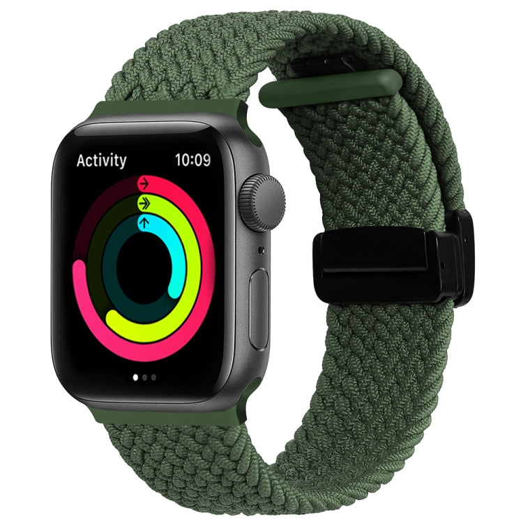 Magnetic Fold Clasp Woven Watch Band For Apple Watch SE 44mm(Green) - Watch Bands by PMC Jewellery | Online Shopping South Africa | PMC Jewellery