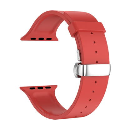 Metal Butterfly Buckle Silicone Watch Band For Apple Watch 42mm(Red) - Watch Bands by PMC Jewellery | Online Shopping South Africa | PMC Jewellery