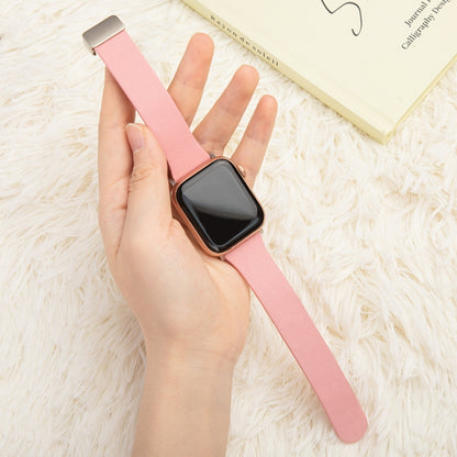 Sheepskin Texture Magnetic Folding Buckle Watch Band For Apple Watch 5 44mm(Pink) - Watch Bands by PMC Jewellery | Online Shopping South Africa | PMC Jewellery