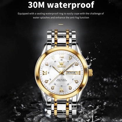 OLEVS 5513 Men Business Luminous Waterproof Quartz Watch(White + Gold) - Metal Strap Watches by OLEVS | Online Shopping South Africa | PMC Jewellery