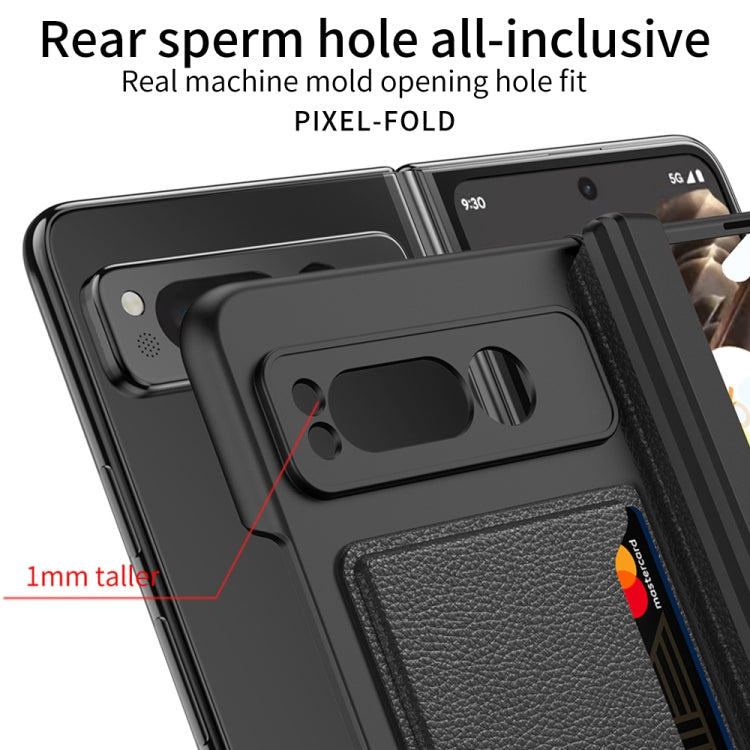 For Google Pixel Fold GKK Integrated Fold Hinge Full Coverage Phone Case with Card Bag(Carbon Fibre Black) - Google Cases by GKK | Online Shopping South Africa | PMC Jewellery