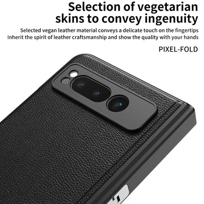 For Google Pixel Fold GKK Integrated Fold Hinge Leather Phone Case with Holder(Carbon Fibre Black) - Google Cases by GKK | Online Shopping South Africa | PMC Jewellery