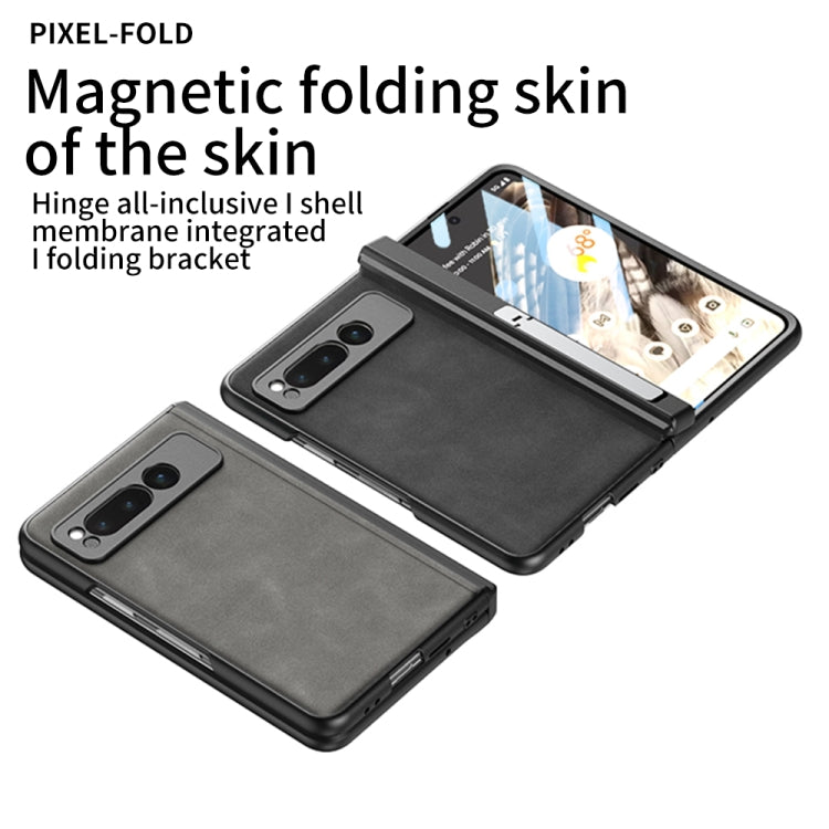 For Google Pixel Fold GKK Integrated Frosted Fold Hinge Leather Phone Case with Holder(Green) - Google Cases by GKK | Online Shopping South Africa | PMC Jewellery