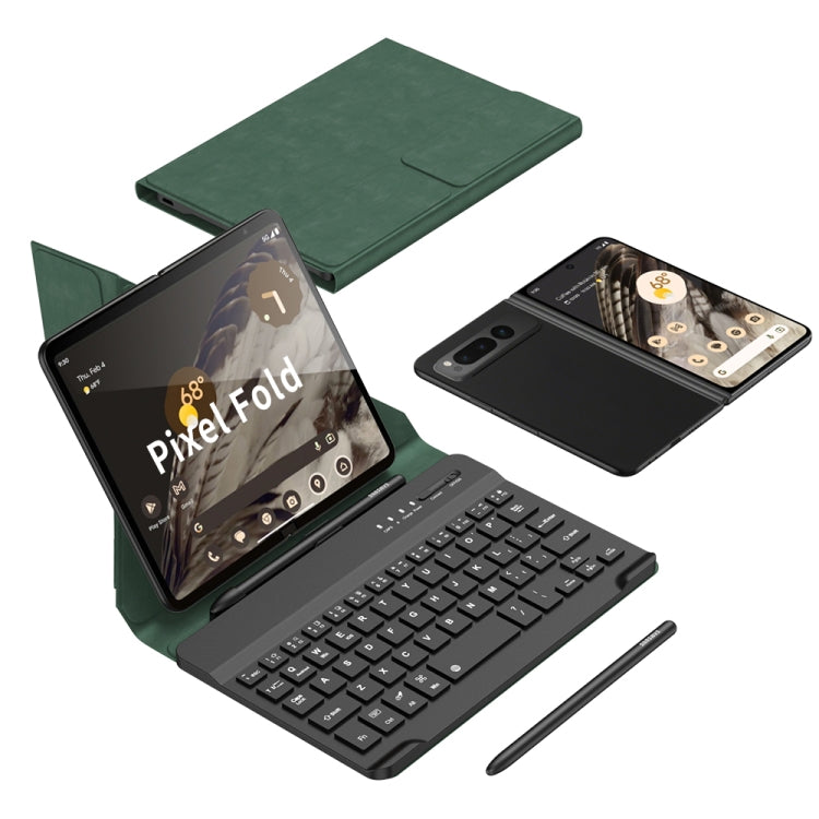 For Google Pixel Fold GKK Magnetic Folding Bluetooth Keyboard Leather Case with Pen + Keyboard + Case(Green) - Others Keyboard by GKK | Online Shopping South Africa | PMC Jewellery