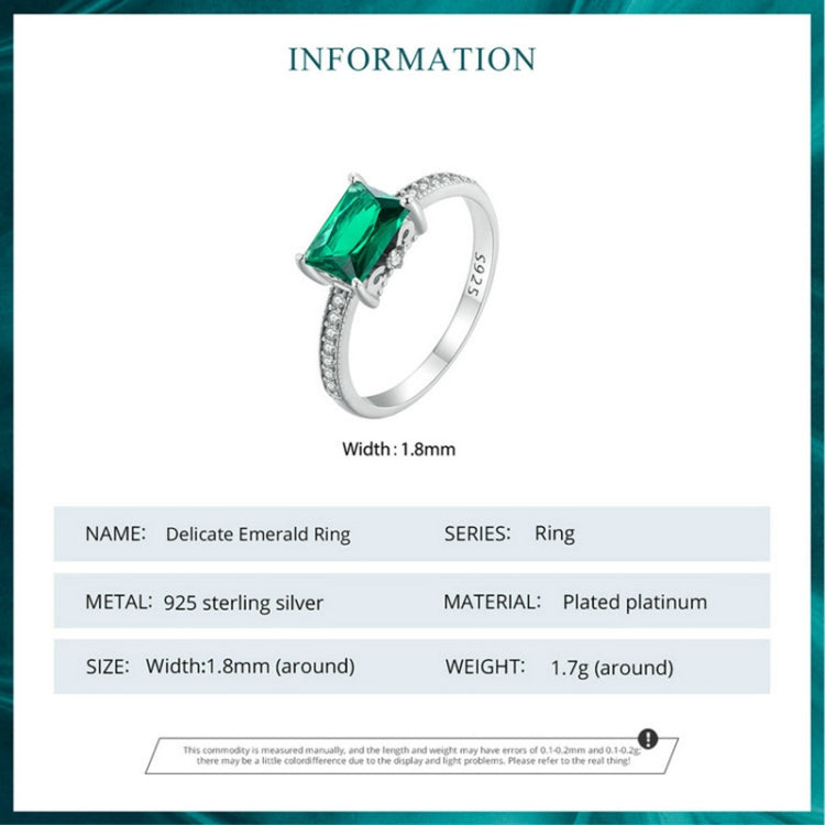 BSR461-6 S925 Sterling Silver White Gold Plated Light Luxury Green Diamond Ring Hand Decoration - Rings by PMC Jewellery | Online Shopping South Africa | PMC Jewellery