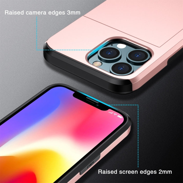 For iPhone 15 Pro Max Shockproof Armor Phone Case with Slide Card Slot(Dark Blue) - iPhone 15 Pro Max Cases by PMC TechLife | Online Shopping South Africa | PMC TechLife | Buy Now Pay Later Mobicred