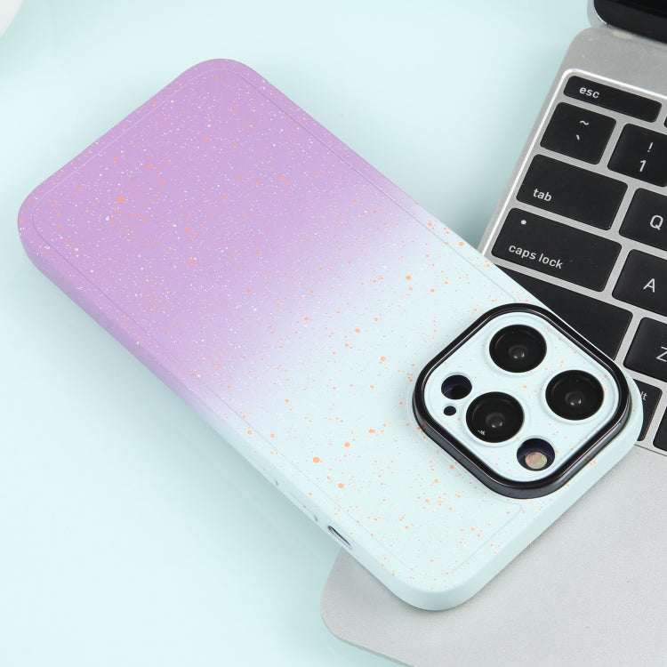 For iPhone 14 Plus Gradient Starry Silicone Phone Case with Lens Film(White Purple) - iPhone 14 Plus Cases by PMC Jewellery | Online Shopping South Africa | PMC Jewellery