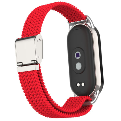 For Xiaomi Mi Band 8 Metal Head + Adjustable Nylon Braided Steel Buckle Watch Band(Red) - Watch Bands by PMC Jewellery | Online Shopping South Africa | PMC Jewellery