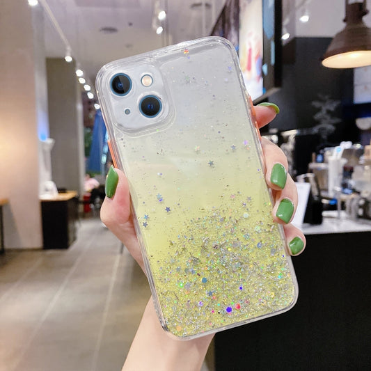 For iPhone 13 mini Starry Gradient Glitter Powder TPU Phone Case(Yellow) - iPhone 13 mini Cases by PMC Jewellery | Online Shopping South Africa | PMC Jewellery