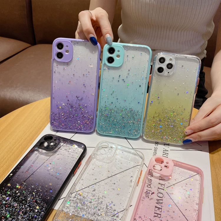 For iPhone XS / X Starry Gradient Glitter Powder TPU Phone Case(Black) - More iPhone Cases by PMC Jewellery | Online Shopping South Africa | PMC Jewellery