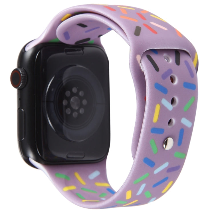 Rainbow Raindrops Silicone Watch Band For Apple Watch 7 45mm(Light Purple) - Watch Bands by PMC TechLife | Online Shopping South Africa | PMC TechLife