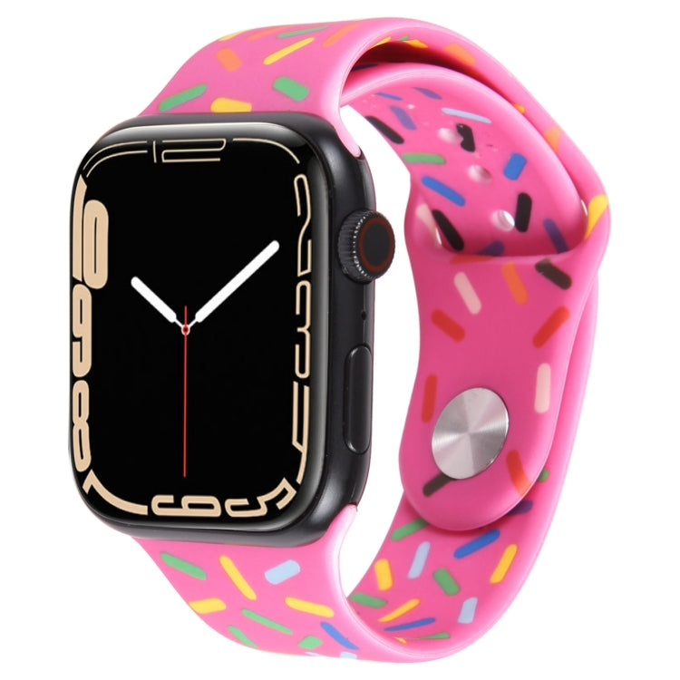 Rainbow Raindrops Silicone Watch Band For Apple Watch 7 45mm(Rose Red) - Watch Bands by PMC TechLife | Online Shopping South Africa | PMC TechLife
