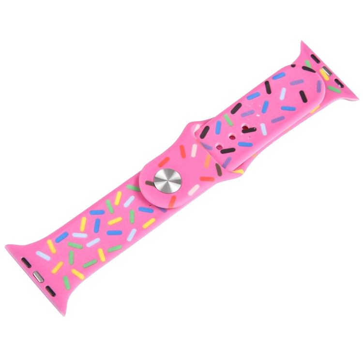 Rainbow Raindrops Silicone Watch Band For Apple Watch 7 45mm(Rose Red) - Watch Bands by PMC TechLife | Online Shopping South Africa | PMC TechLife