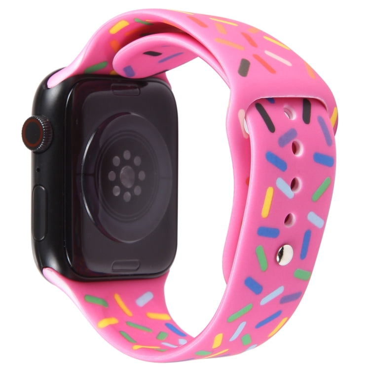 Rainbow Raindrops Silicone Watch Band For Apple Watch 7 45mm(Rose Red) - Watch Bands by PMC TechLife | Online Shopping South Africa | PMC TechLife