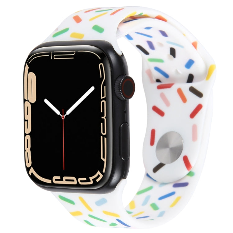 Rainbow Raindrops Silicone Watch Band For Apple Watch SE 40mm(White) - Watch Bands by PMC TechLife | Online Shopping South Africa | PMC TechLife