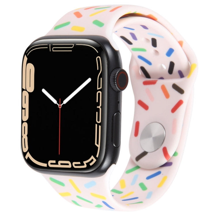 Rainbow Raindrops Silicone Watch Band For Apple Watch SE 44mm(Pink) - Watch Bands by PMC TechLife | Online Shopping South Africa | PMC TechLife