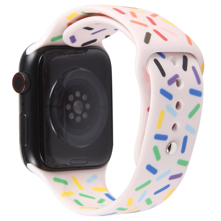 Rainbow Raindrops Silicone Watch Band For Apple Watch SE 44mm(Pink) - Watch Bands by PMC TechLife | Online Shopping South Africa | PMC TechLife