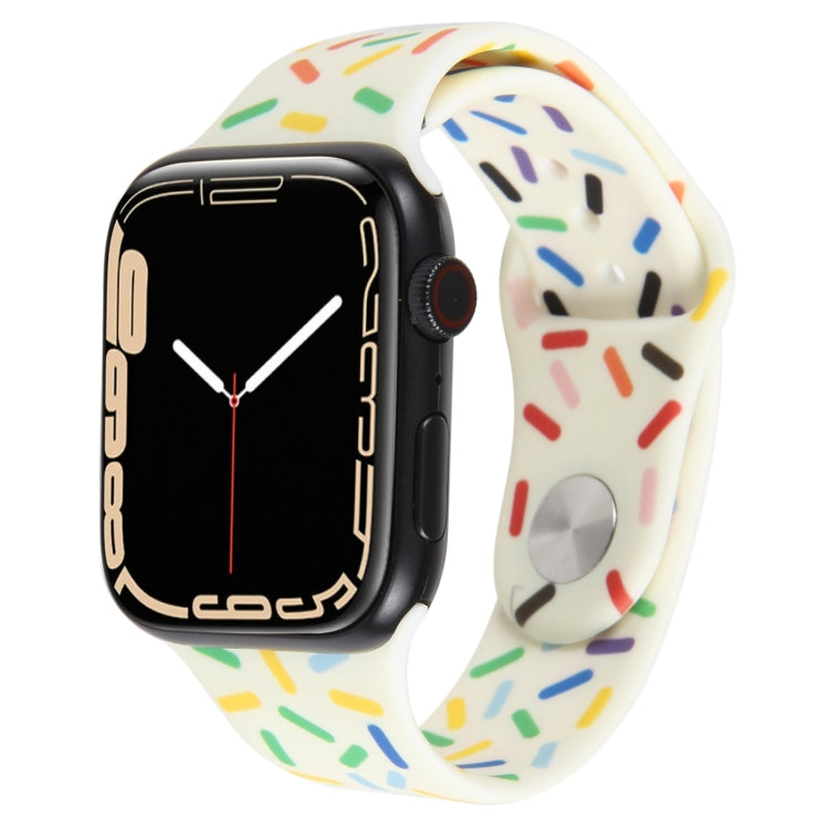 Rainbow Raindrops Silicone Watch Band For Apple Watch SE 44mm(Beige) - Watch Bands by PMC TechLife | Online Shopping South Africa | PMC TechLife