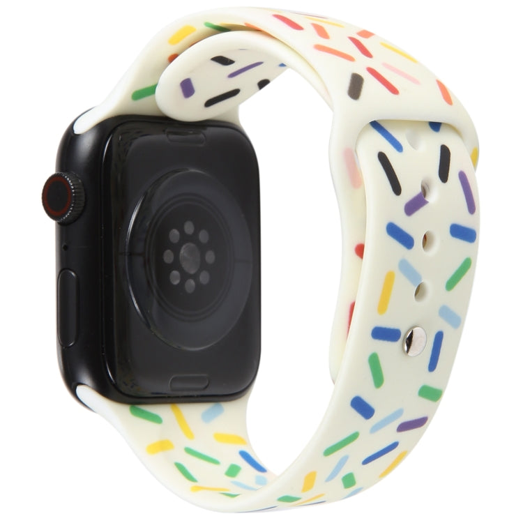 Rainbow Raindrops Silicone Watch Band For Apple Watch SE 44mm(Beige) - Watch Bands by PMC TechLife | Online Shopping South Africa | PMC TechLife