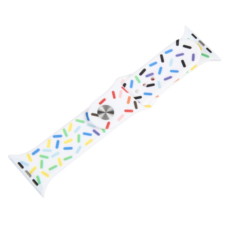 Rainbow Raindrops Silicone Watch Band For Apple Watch 5 40mm(White) - Watch Bands by PMC TechLife | Online Shopping South Africa | PMC TechLife