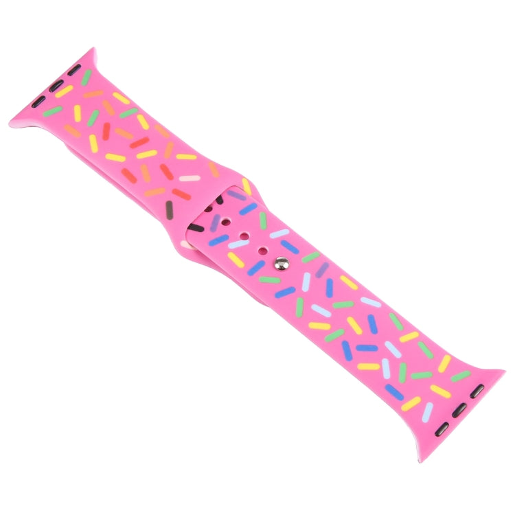 Rainbow Raindrops Silicone Watch Band For Apple Watch 38mm(Rose Red) - Watch Bands by PMC TechLife | Online Shopping South Africa | PMC TechLife