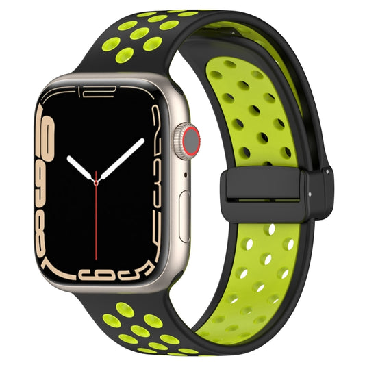 For Apple Watch 5 40mm Magnetic Buckle Silicone Watch Band(Black Limes) - Watch Bands by PMC Jewellery | Online Shopping South Africa | PMC Jewellery